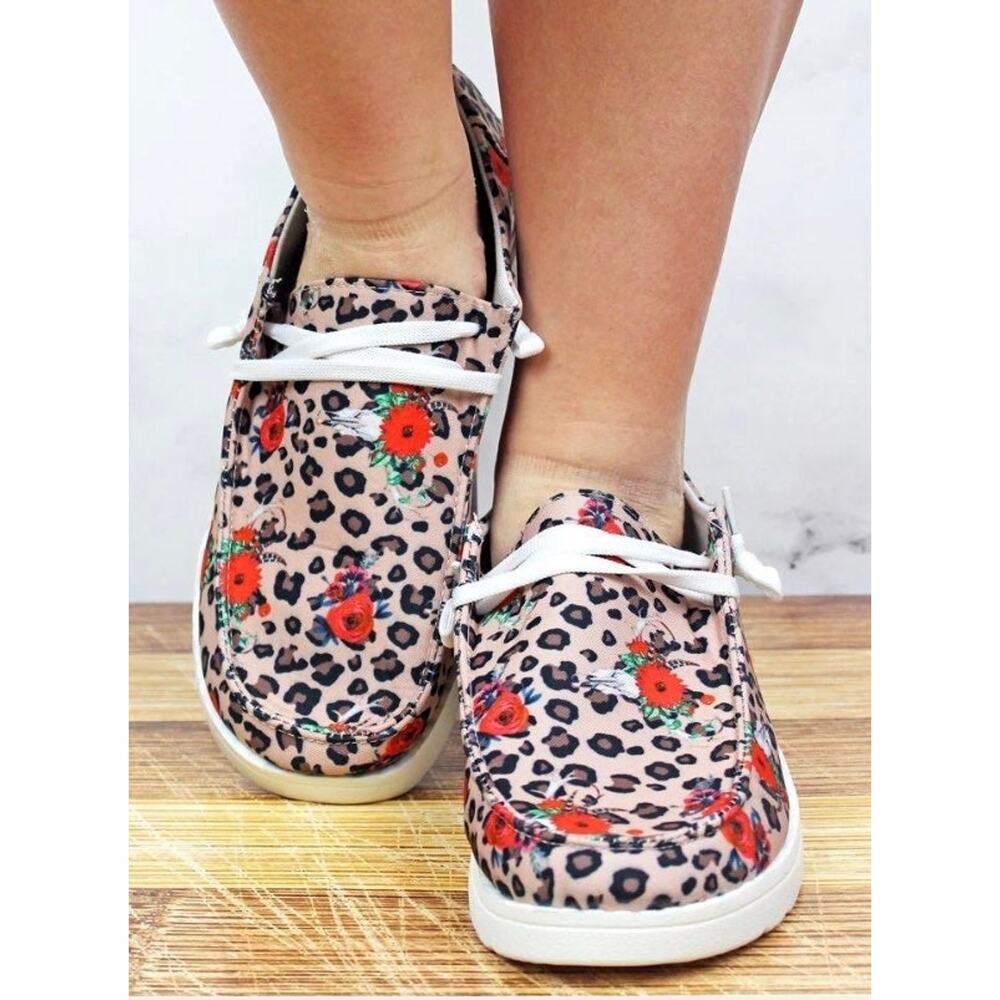 Cheetah Rose Skull Hey Fashion Sneakers  9